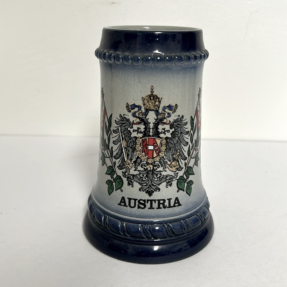 King Vintage Original Austria Handmade & Handpainted Glazed Stoneware Beer Stein